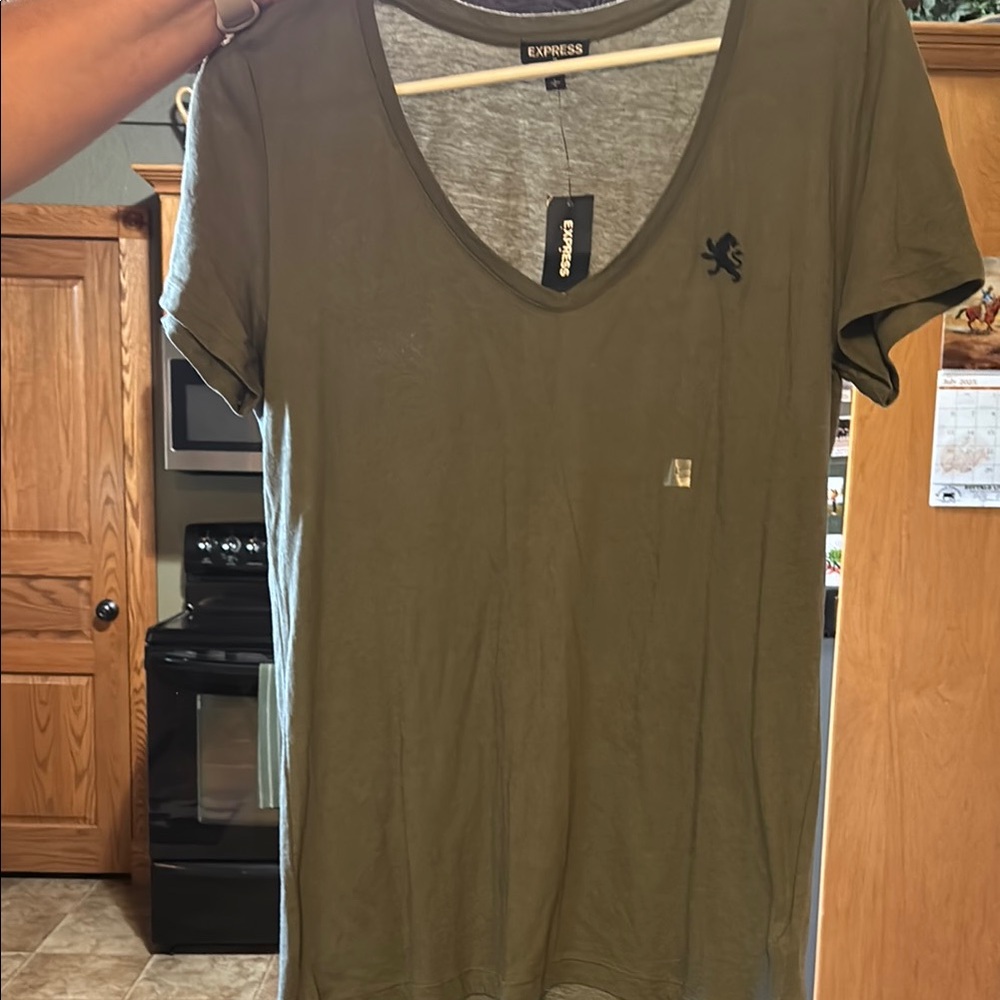 Express Green Fitted Short Sleeve Tee